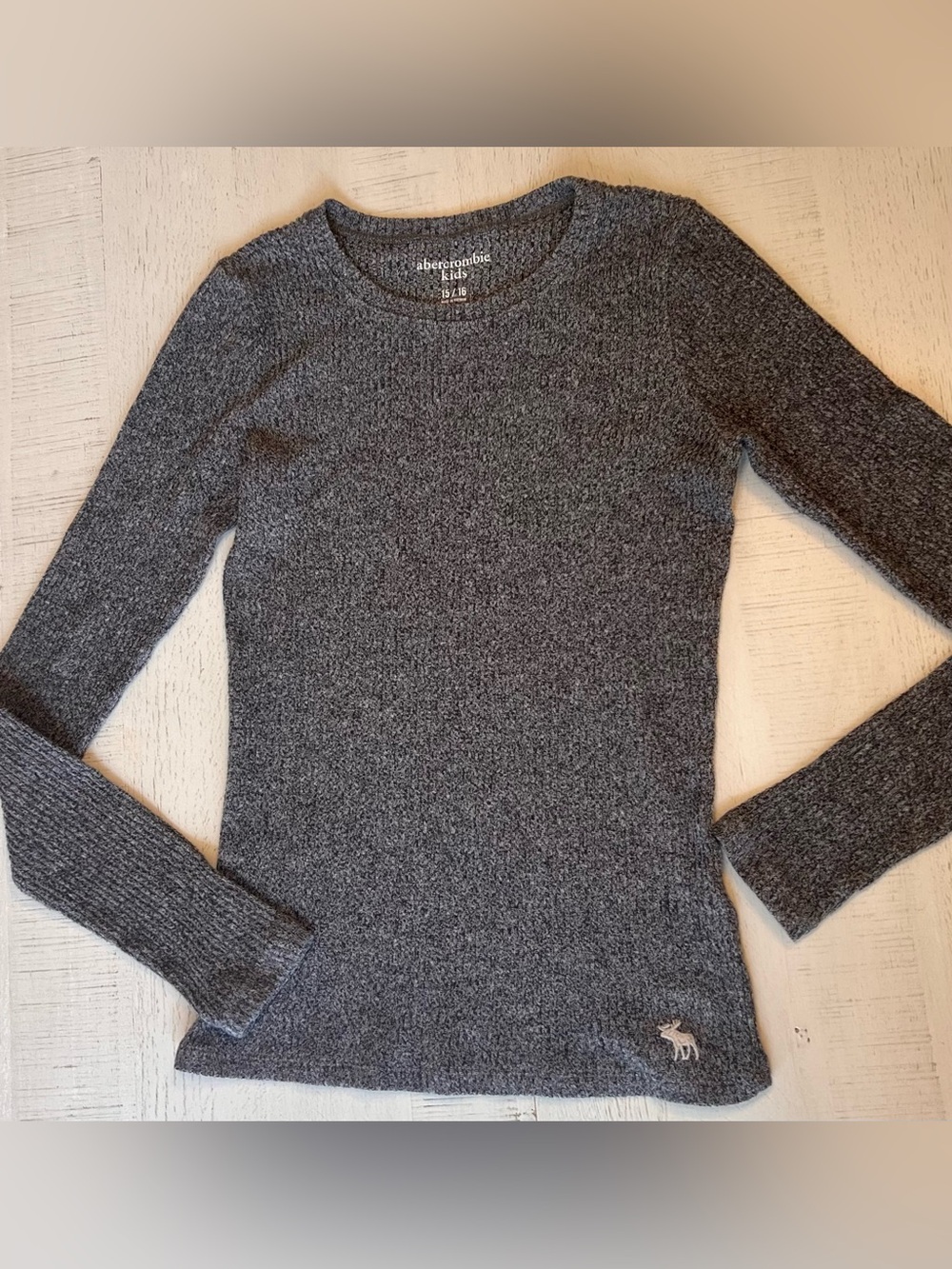 Abercrombie Kids Gray Marled Ribbed Pullover Sweater Size 15/16